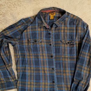 XL Tall Blue and Mustard Flannel Shirt